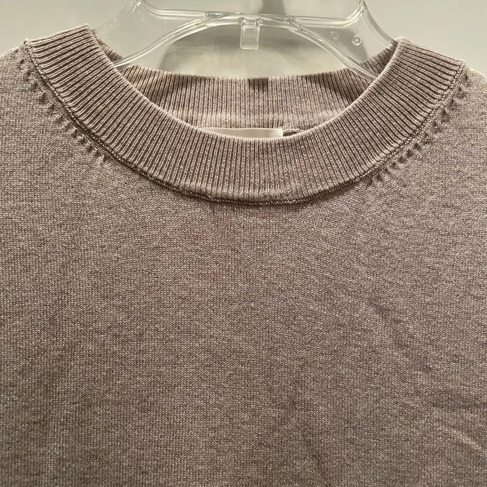 H & M Basics Short Sleeve Boxy Knit Sweater Beige/Taupe NWOT